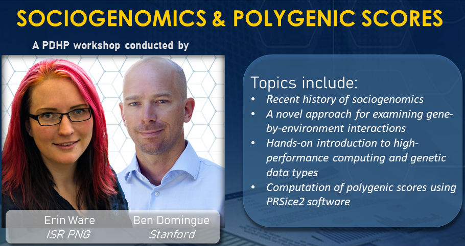 Sociogenomics and Polygenic Scores, a PDHP Workshop co-presented by Ben Domingue and Erin Ware