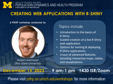 Creating Web Applications with R-Shiny, a PDHP Workshop conducted by Robert Ashmead